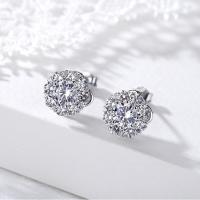 Cubic Zirconia Micro Pave Brass Earring platinum color plated micro pave cubic zirconia & for woman Sold By Pair