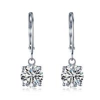 Cubic Zirconia Micro Pave Brass Earring, platinum color plated, micro pave cubic zirconia & for woman, 7x24mm, Sold By Pair