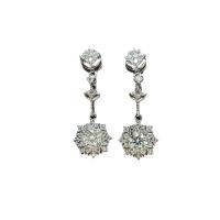Cubic Zircon (CZ) Drop Earring, Brass, platinum color plated, micro pave cubic zirconia & for woman, 31mm, Sold By Pair