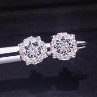 Cubic Zircon (CZ) Stud Earring Brass platinum color plated micro pave cubic zirconia & for woman Sold By Pair