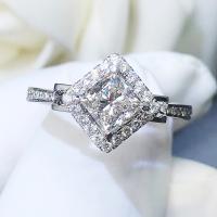 Cubic Zirconia Micro Pave Brass Ring platinum color plated & for woman 12mm Sold By PC