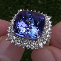 Cubic Zirconia Micro Pave Brass Ring platinum color plated & micro pave cubic zirconia & for woman purple 17mm Sold By PC
