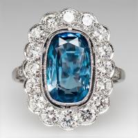Cubic Zirconia Micro Pave Brass Ring platinum color plated & micro pave cubic zirconia & for woman sea blue Sold By PC