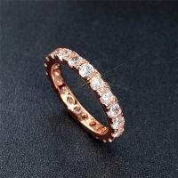 Cubic Zirconia Micro Pave Brass Ring rose gold color plated & micro pave cubic zirconia & for woman 3mm Sold By PC