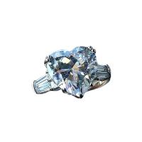 Cubic Zirconia Micro Pave Brass Ring Heart platinum color plated & micro pave cubic zirconia & for woman 11mm Sold By PC