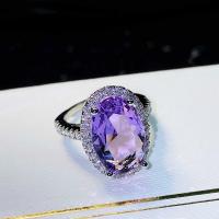 Cubic Zirconia Micro Pave Brass Ring platinum color plated & micro pave cubic zirconia & for woman purple Sold By PC