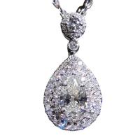 Cubic Zircon Micro Pave Brass Necklace Teardrop platinum color plated micro pave cubic zirconia & for woman Length Approx 15.74 Inch Sold By PC