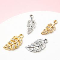 Tibetan Style Rhinestone Pendants, Leaf, plated, DIY & different size for choice & with rhinestone, more colors for choice, nickel, lead & cadmium free, 10PCs/Bag, Sold By Bag