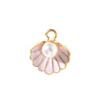 Zinc Alloy Enamel Pendants with Plastic Pearl Shell plated DIY nickel lead & cadmium free Sold By Bag