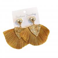 Mode-Fringe-Ohrringe, Zinklegierung, mit Polyester, goldfarben plattiert, Modeschmuck & für Frau, frei von Nickel, Blei & Kadmium, 45x70mm, verkauft von Paar