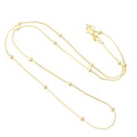 Латунь ожерелье цепь, плакирован золотом, ювелирные изделия моды & DIY, Золотой, 2.50mm, длина 17.8 дюймовый, 50ПК/сумка, продается сумка