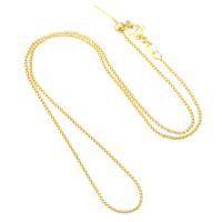 Brass Necklace Chain, gold color plated, fashion jewelry & DIY, golden, 1mm, Length:18 Inch, 50PCs/Bag, Sold By Bag