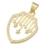 Cubic Zirconia Micro Pave Brass Pendant, gold color plated, fashion jewelry & DIY & micro pave cubic zirconia & for woman, golden, 16x21.50x2mm, Hole:Approx 3mm, 10PCs/Lot, Sold By Lot