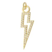 Cubic Zirconia Micro Pave Brass Pendant Lightning Symbol gold color plated fashion jewelry & DIY & micro pave cubic zirconia & for woman golden Approx 3mm Sold By Lot