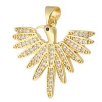 Cubic Zirconia Micro Pave Brass Pendant, Bird, gold color plated, fashion jewelry & DIY & micro pave cubic zirconia & for woman, golden, 27x24x2mm, Hole:Approx 3.5mm, 10PCs/Lot, Sold By Lot