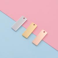 Stainless Steel Tag Charm, 304 Stainless Steel, Rectangle, Vacuum Ion Plating, Unisex, more colors for choice, 8x22mm, Sold By PC