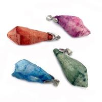 Quartz Gemstone Pendants, irregular, plated, Unisex, more colors for choice, 15x35-20x50mm, Sold By PC