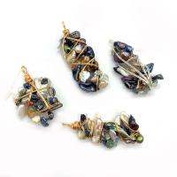 Freshwater Pearl Pendants, Resin, with Freshwater Pearl & Brass, irregular, plated, Unisex, more colors for choice, 15x40-30x60mm, Sold By PC
