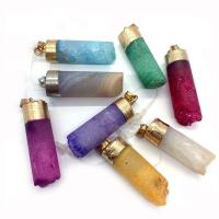 Quartz Pendant, with Brass, Column, gold color plated, Unisex, more colors for choice, 13x35-20x40mm, Sold By PC