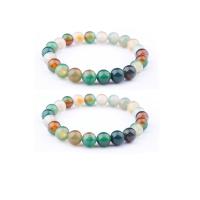 Agate Jewelry Bracelet Malachite Agate Round elastic & Unisex mixed colors Length 7.5 Inch Sold By PC