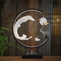 Backflow Incense Burner, Porcelain, handmade, for home and office & durable & with LED light, 320x100x430mm, Sold By PC