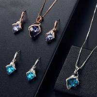 Rhinestone Jewelry Sets Stud Earring & necklace Zinc Alloy with Glass Rhinestone plated 2 pieces & for woman & with rhinestone nickel lead & cadmium free 9*27mm 13*29mm Length Approx 15.75 Inch Sold By Set