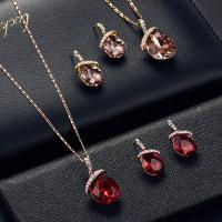 Rhinestone Jewelry Sets Stud Earring & necklace Zinc Alloy plated 2 pieces & for woman & with rhinestone nickel lead & cadmium free 12*21mm 19*27mm Length Approx 15.75 Inch Sold By Set