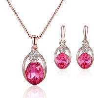 Rhinestone Jewelry Sets Stud Earring & necklace Zinc Alloy 2 pieces & for woman & with rhinestone nickel lead & cadmium free 11*26mm 14*28mm Length Approx 15.75 Inch Sold By Set