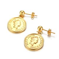 Stainless Steel Stud Earrings, 304 Stainless Steel, Vacuum Ion Plating, fashion jewelry & for woman, golden, 18x29mm, Sold By Pair