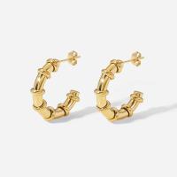 Boucle d'oreille Acier Titane, beignet, bijoux de mode & pour femme, doré, 4x26mm, Vendu par paire