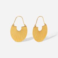 Titanium Steel  Earring, Fan, Vacuum Ion Plating, fashion jewelry & for woman, golden, 26x42mm, Sold By Pair