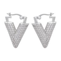 Brass Lever Back Earring plated micro pave cubic zirconia & for woman Sold By Pair