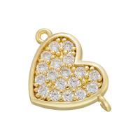Cubic Zirconia Micro Pave Brass Connector, Heart, plated, micro pave cubic zirconia, more colors for choice, 17x12mm, Sold By PC