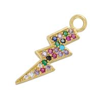 Cubic Zirconia Micro Pave Brass Pendant, plated, micro pave cubic zirconia, more colors for choice, 26x8mm, Sold By PC