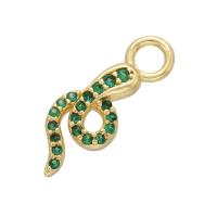 Cubic Zirconia Micro Pave Brass Pendant, Snake, plated, micro pave cubic zirconia, more colors for choice, 16.50x6mm, Sold By PC
