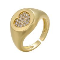 Cubic Zirconia Micro Pave Brass Ring, plated, Adjustable & micro pave cubic zirconia & for woman, more colors for choice, 22x21mm, Sold By PC