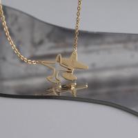 Titanium Steel Necklace, Airplane, gold color plated, for woman & hollow, 24x17mm, Length:Approx 17.7 Inch, Sold By PC