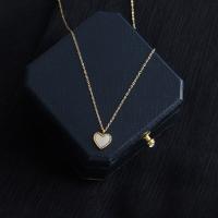 Titanium Steel Necklace, with Shell, Heart, gold color plated, fashion jewelry & for woman, 10x9mm, Length:47 cm, Sold By PC