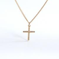 Titanstahl Halskette, Kreuz, goldfarben plattiert, Micro pave Zirkonia & für Frau, 25x17mm, Länge:ca. 17.7 ZollInch, verkauft von PC