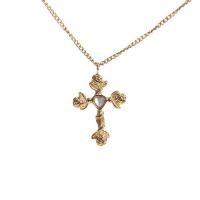 Titanstahl Halskette, Kreuz, goldfarben plattiert, Modeschmuck & für Frau, 27x20mm, Länge:ca. 17.7 ZollInch, verkauft von PC