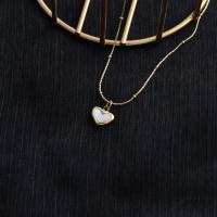 Collar de Acero Titanio, Partículas de acero, con Nácar, Corazón, chapado en color dorado, Joyería & para mujer, 11x9mm, longitud:47 cm, Vendido por UD