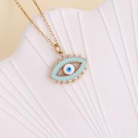 Titanium Steel Necklace Eye gold color plated for woman & enamel Length Approx 17.7 Inch Sold By PC