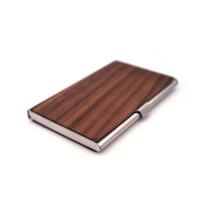 Wood Name Card Holder with Stainless Steel Rectangle portable & dustproof Sold By PC