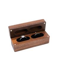 Walnut wood Couple Ring Box with Velveteen Rectangle portable & dustproof Sold By PC