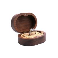 Walnut wood Couple Ring Box portable & dustproof brown Sold By PC