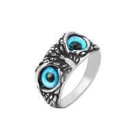 Stainless Steel Finger Ring 304 Stainless Steel with Acrylic Owl Vacuum Ion Plating Unisex & blacken 10mm US Ring Sold By PC