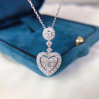 Cubic Zircon Micro Pave Brass Necklace, Heart, platinum color plated, micro pave cubic zirconia & for woman, 26mm, Length:Approx 15.74 Inch, Sold By PC