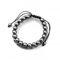 Hématite bracelet, avec cordon de polyester, Réglable & unisexe, noire, 75mm, Longueur:Environ 17.5-25 cm, Vendu par PC