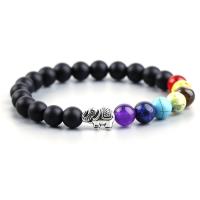 Gemstone Bracelets with zinc alloy bead Round & Unisex multi-colored 55mm Sold By PC