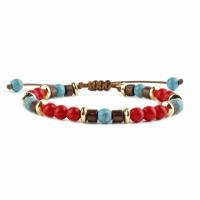 Gemstone Bracelets turquoise with zinc alloy bead & Tiger Eye Adjustable & Unisex 6mm Length Approx 17.5-28 Inch Sold By PC